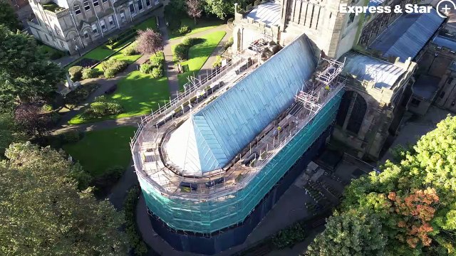 The exterior of St Peter's Church, Wolverhampton is currently covered in scaffolding as it undergoes maintenance work.