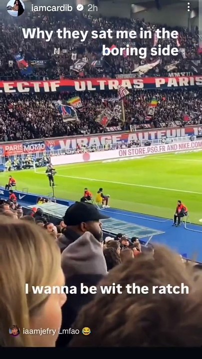 PSG-Rennes : Cardi B critique son placement en tribune présidentielle lors du match au Parc des Princes