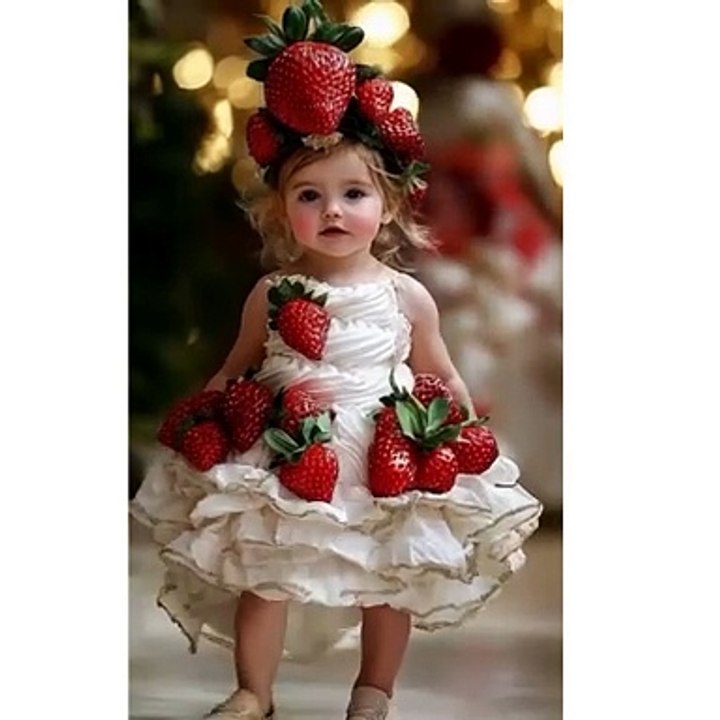 Adorable Kids walking with Fruit Costume