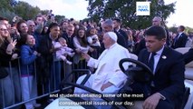 Pope Francis meets with students at Catholic University in Leuven