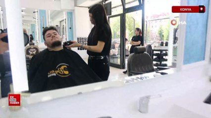 Konya’da kadın erkek kuaförü: Traş olan bir daha geliyor