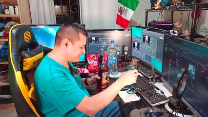 Abriendo una botella de Brandy Presidente con agua mineral de manantial celebrando los 1000 suscript