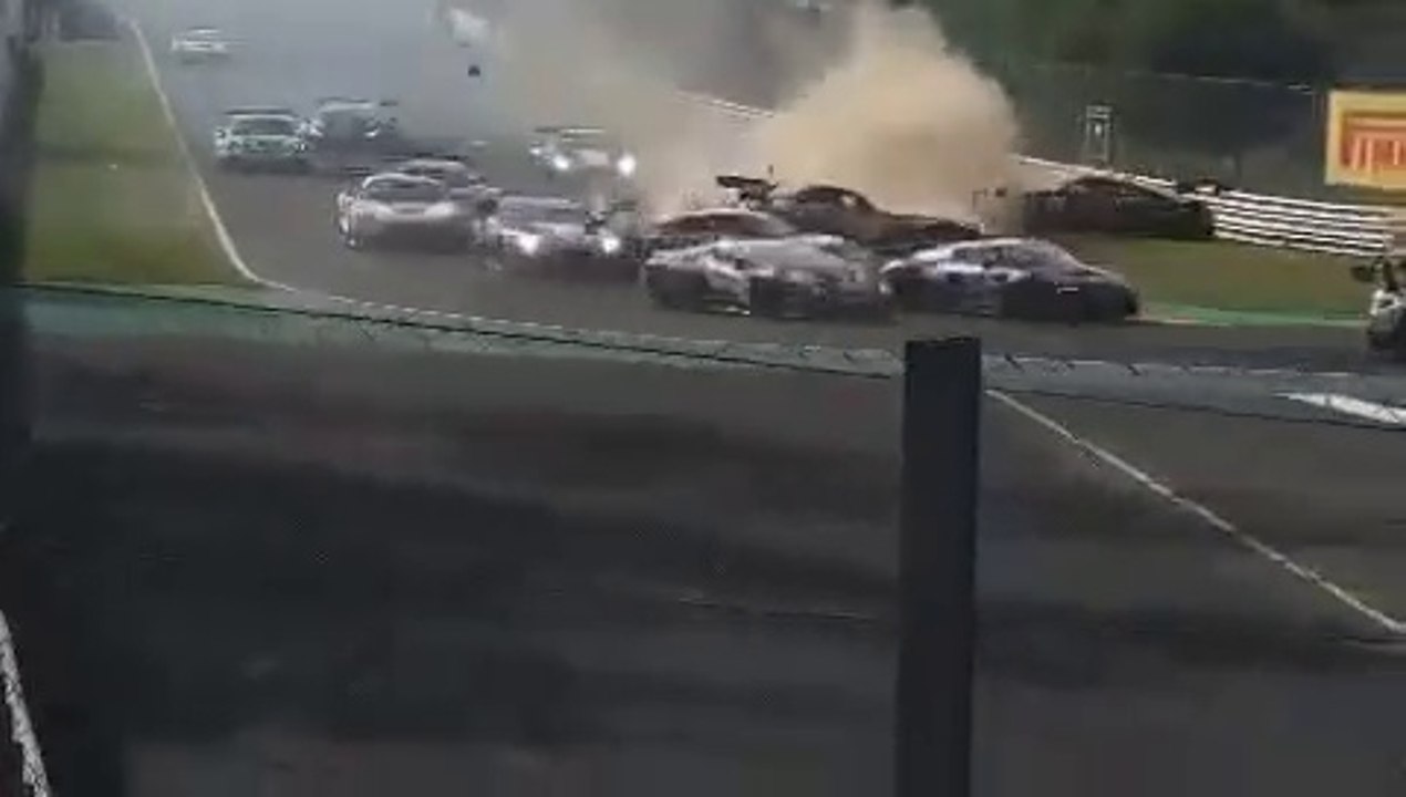 GT World Challenge 2024 Monza Start Big Pile Up Crash Amateur