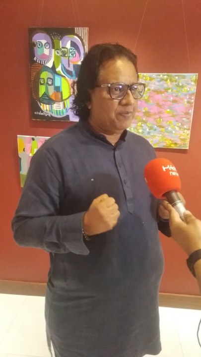 Artist Mueen Saheed Talking To Media Art Exhibition at Ocean Art Gallery