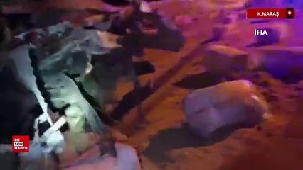 Kahramanmaraş'ta saman yüklü tır kaza yaptıktan sonra yandı