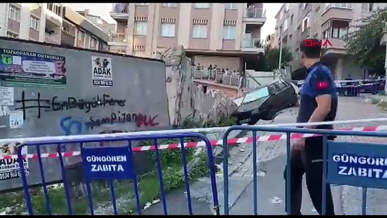 İstanbul-Güngören’de temel kazma çalışmasında istinat duvarı çöktü