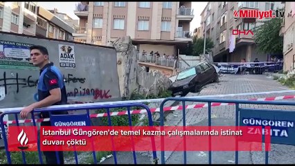 İstanbul'da korku dolu anlar! Temel kazma çalışmalarında duvar çöktü