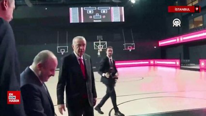 Cumhurbaşkanı Erdoğan, BGM açılışında potaya basket attı