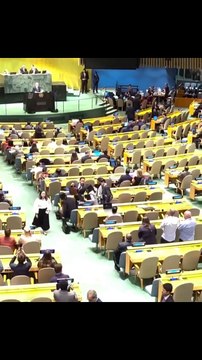Scores of diplomats walked out of P Israeli Prime Minister's speech at the United Nations General Assembly on Friday, in protest against the devastating war on G aza and the latest p Israeli attacks on Leb
