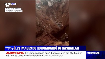 Download Video: Les images du quartier général du Hezbollah au sud du Liban, où Hassan Nasrallah a été tué