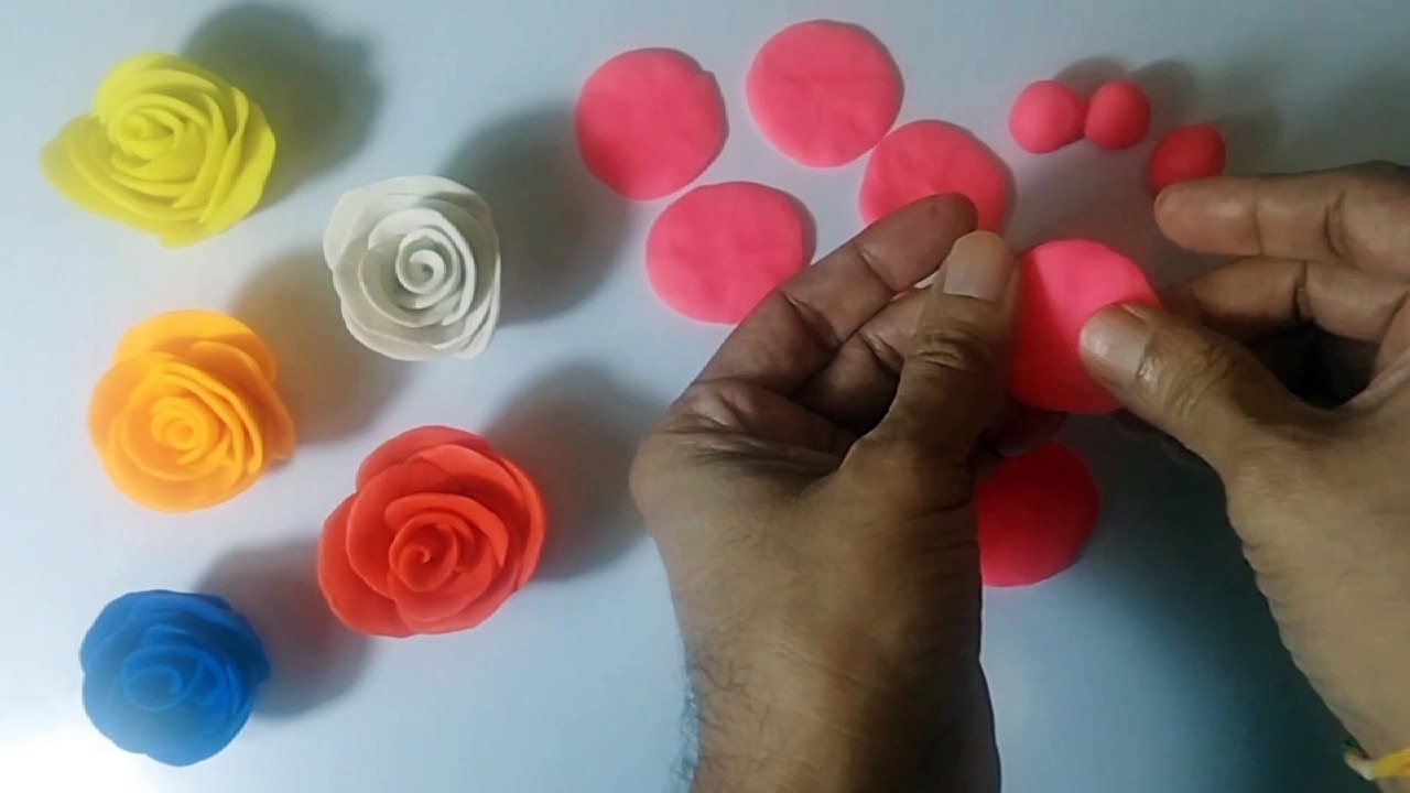 Create Roses with the help of clay easy and step by step