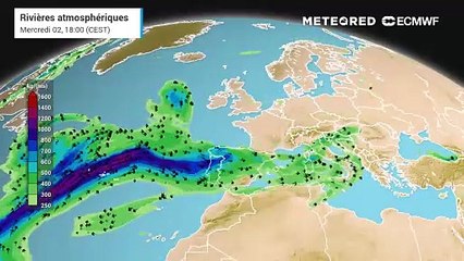 Rivières atmosphériques sur la France.