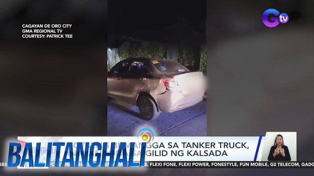Kotseng bumangga sa tanker truck, inabandona sa gilid ng kalsada | Balitanghali