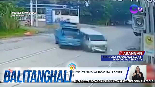 Van, bumangga sa truck at sumalpok sa pader; 10 pasahero, sugatan | Balitanghali