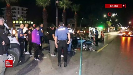 Denizli'de kaza yapan otomobile motosiklet çarptı