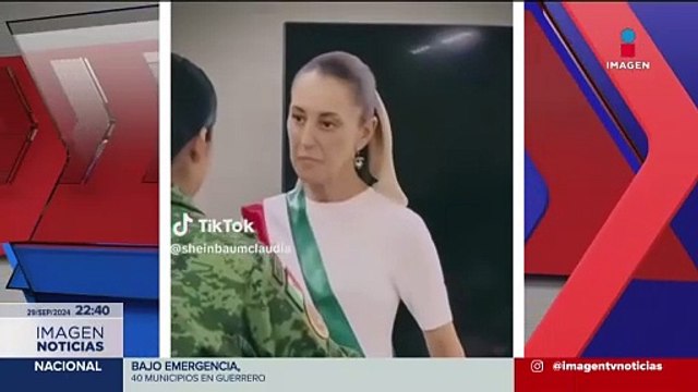 Claudia Sheinbaum se prueba la banda presidencial antes de su toma de protesta