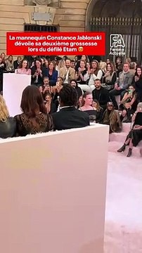Constance Jablonski dévoile sa grossesse lors du défilé Etam !