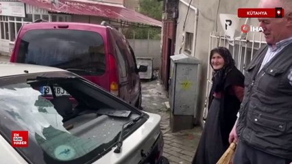 Kütahya'da aniden bastıran dolu ve yağmur vatandaşa zor anlar yaşattı