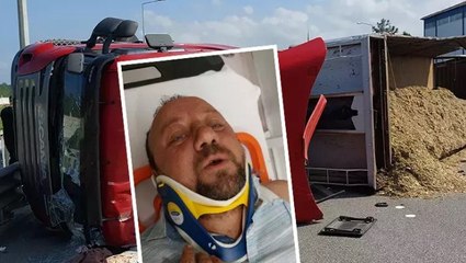 Seyir halindeki TIR’ın içine arı girdi! Kaza yapan sürücü hastanelik oldu