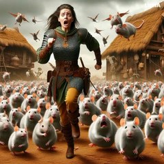 Scared Girl  Running in Front of wild mice