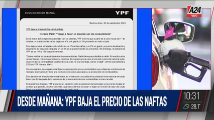 Télécharger la video: Combustibles: YPF anunció que bajarán los precios de la nafta y el gasoil