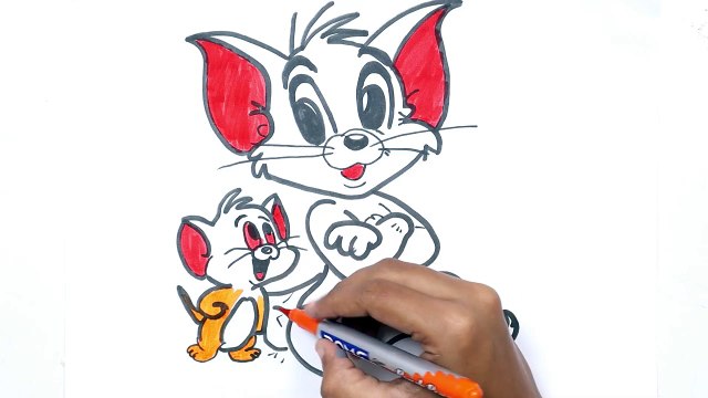 Tom And Jerry Drawing | Drawing & Coloring A Cute Tom & Jerry, Drawing for kids - Easy to Draw - Let's Draw Together