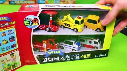 Tayo the Little Bus Friends Toys - Excavator, fire truck, police toy car for kids