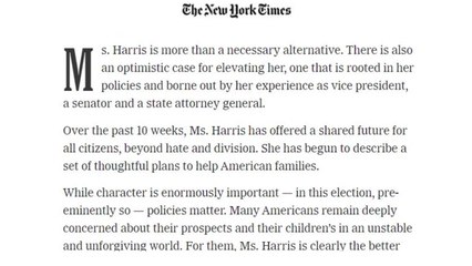 뉴욕타임스, 해리스 지지 선언..."유일한 애국적 선택" / YTN