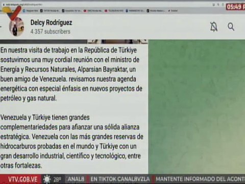 Venezuela y Türkiye refuerzan alianzas estratégicas en materia de petróleo y gas