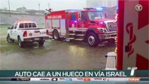 Auto cae al vacío en vía Israel, conductora resultó con heridas leves