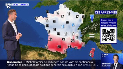 De la pluie sur les trois quarts de la France, avec des températures comprises entre 15°C et 26°C... La météo de ce mardi 1er octobre