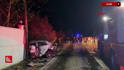 İzmir'de kaza sonrası alev alan otomobilde can verdi