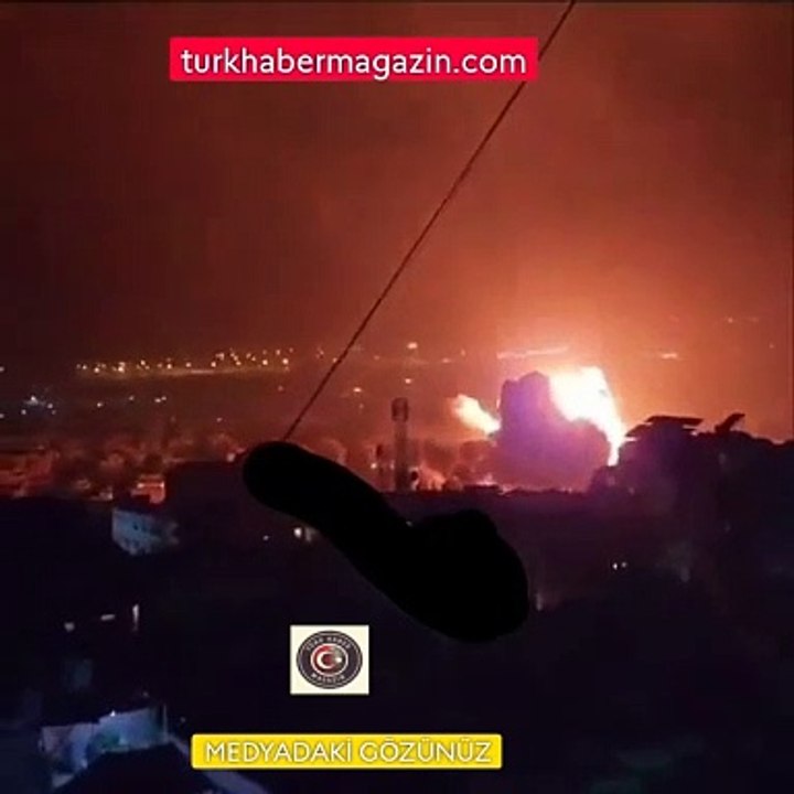 İşgalci İsrail'in bu gece Lübnan'ın başkenti Beyrut'u bombaladığı anlar...