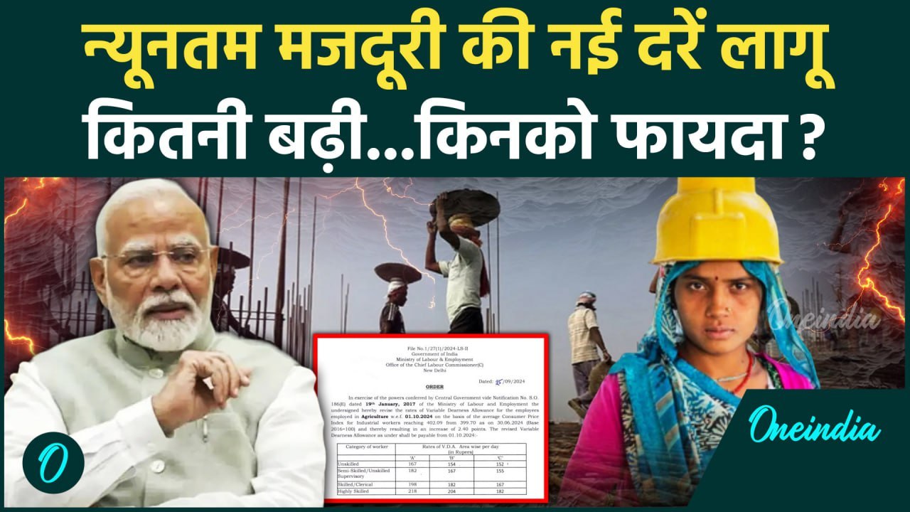 Labour Minimum Wages: केंद्र सरकार ने 01 October से Minimum Wage लागू की | Wages | वनइंडिया हिंदी