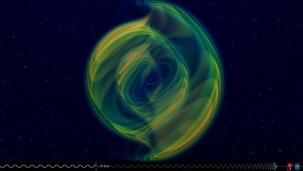 Merging Black Hole Animation Shows Gravitational Waves Being Released