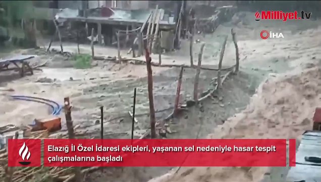 Elazığ İl Özel İdaresi ekipleri, yaşanan sel nedeniyle hasar tespit çalışmalarına başladı