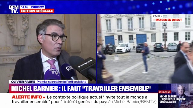 Discours de politique générale de Michel Barnier: Ça se passera de manière apaisée même s'il y a une vraie colère , déclare Olivier Faure (PS)