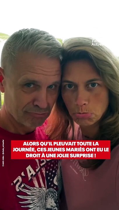 FEMME ACTUELLE : Un couple de mariés surpris par un arc-en-ciel le jour de leur mariage