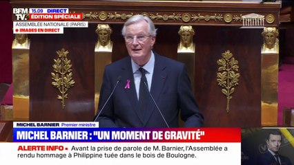 Discours de politique générale: "Nous sommes sur une ligne de crête", affirme Michel Barnier