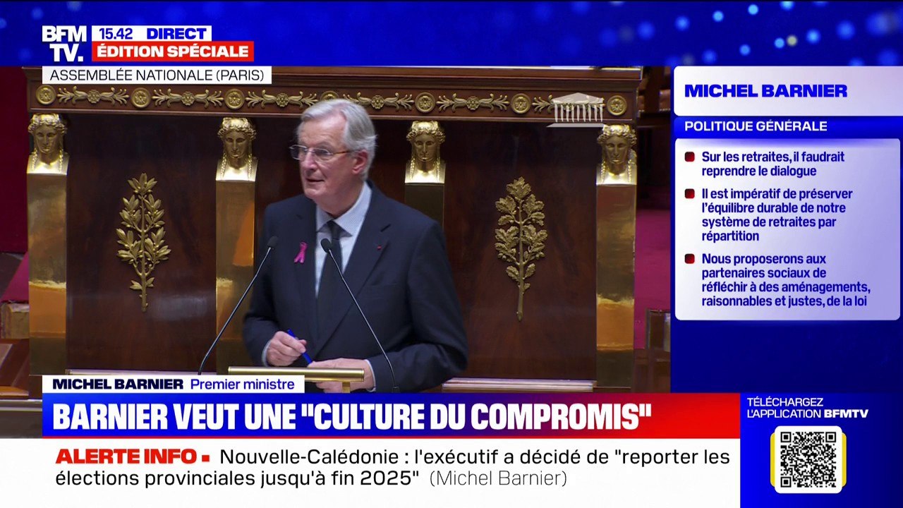 Discours de politique générale: “Le mot ‘compromis’, ce n’est pas un gros mot”, déclare Michel Barnier