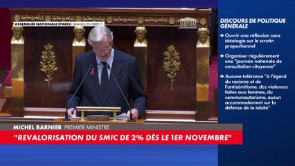 Michel Barnier : «Nous revaloriserons le SMIC de 2% dès le 1er novembre»