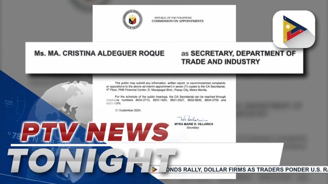 PBBM submits to the Commission on Appointments the ad interim appointment of Ma. Cristina Roque as DTI secretary