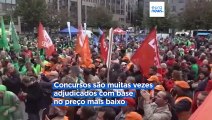 Profissionais de serviços essenciais manifestam-se em Bruxelas contra as condições de trabalho