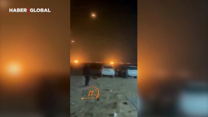 İsrail'de panik anları: Füze yağmuru böyle görüntülendi