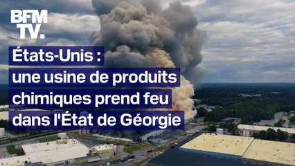 Скачать видео: Un incendie ravage une usine de produits chimiques dans l'État de Géorgie, aux États-Unis