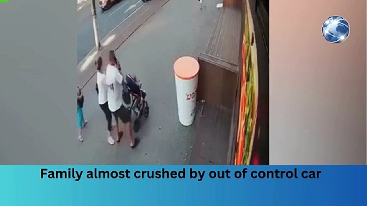 Family almost crushed by out of control car ’#breakingnews #worldnews #news