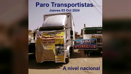 Paro de transportistas a nivel nacional Jueves 03 Oct 2024