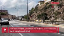 TIR, önüne kattığı otomobili sürükledi
