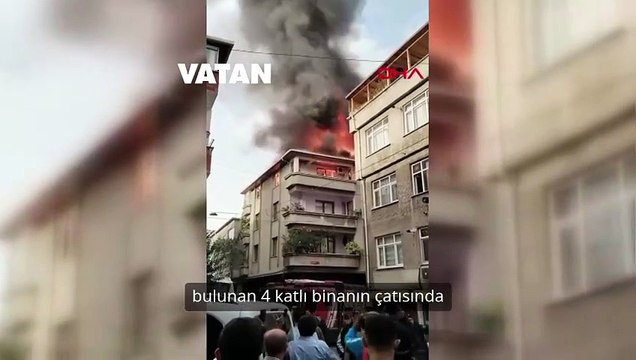 Esenler'de bir binanın çatısında çıkan yangın büyük hasara sebep oldu