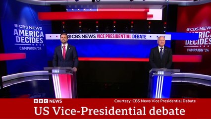 Скачать видео: Tim Walz and JD Vance in US vice-presidential debate | BBC News